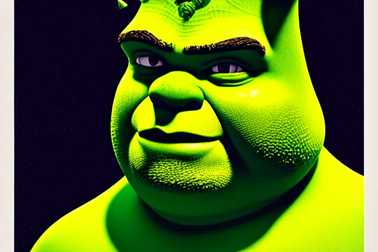 Prompt: ( ( dither ) ), editorial pixel art portrait of an angled 2 d shrek, modern art deco, ( ( mads berg ) ), christopher balaskas, victo ngai, rich grainy texture, detailed, dynamic composition, detailed pixel artwork, full og shrek, wide angle, matte print, art nouveau, unreal engine