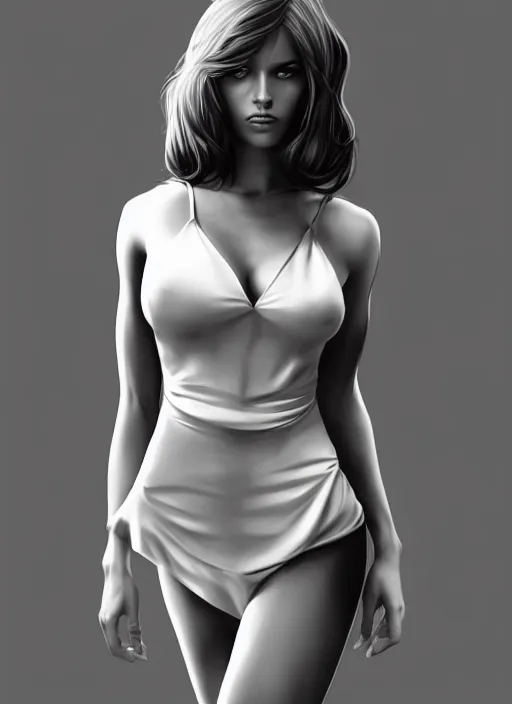 Image similar to full body portrait of a beautiful woman in black and white, photorealistic, hair down to waist, in the style of Kevin Kostic, art by diego fazio and diegoKoi and artgerm, hyper sharp focus, 8k highly detailed