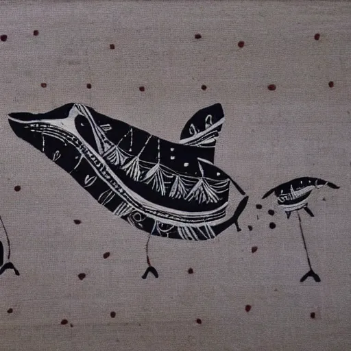 Prompt: warli painting of whale