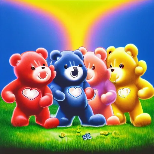 Prompt: the care bears on iron maiden album cover, 8 k resolution hyperdetailed photorealism