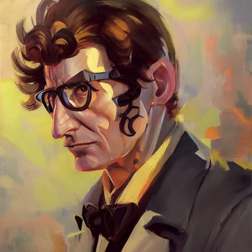 Image similar to greg manchess portrait painting of doctor who as overwatch character, medium shot, asymmetrical, profile picture, organic painting, sunny day, matte painting, bold shapes, hard edges, street art, trending on artstation, by huang guangjian and gil elvgren and sachin teng