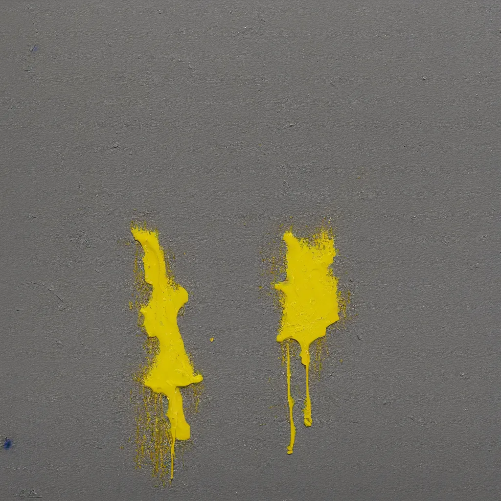Prompt: dripping dry oil paint, molten plastic, grey and light yellow, realistic, 8 k