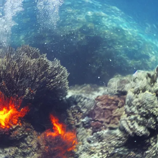 Prompt: an underwater fire