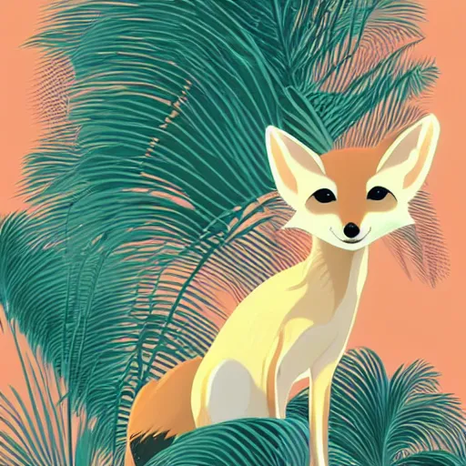 Prompt: fennec fox, clean cel shaded vector art. shutterstock. behance hd by lois van baarle, artgerm, helen huang, by makoto shinkai and ilya kuvshinov, ross aws, illustration, foolish palm tree