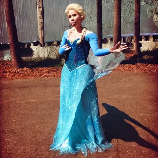 Prompt: Jensen Ackles does Elsa from frozen cosplay, full body shot, high quality photography, hyper detailed, hyper realistic