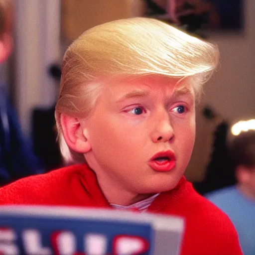 Image similar to donald trump as a child in home alone movie 4k