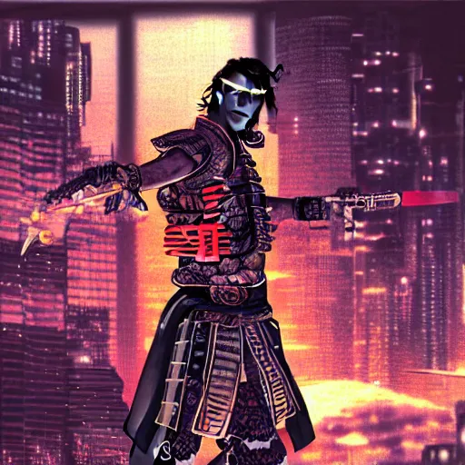 Prompt: Cyberpunk samurai