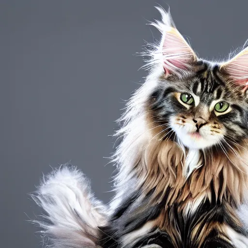 Prompt: a cute Maine coon cat with a tremendously huge fluffy tail pixiv bokeh high quality 8k award winning photograph