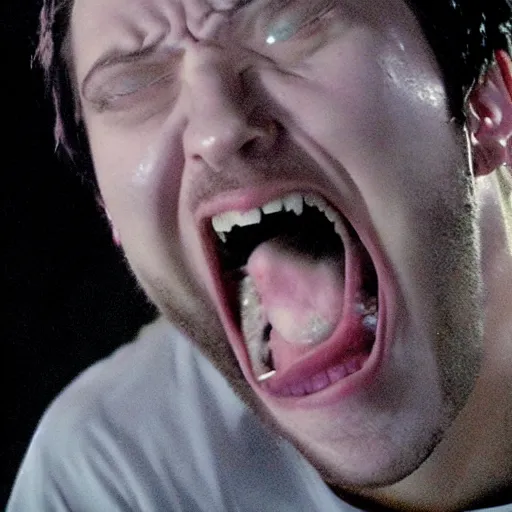 Image similar to Elliot Anderson, screaming in agony, horror scene, dramatic, close up shot