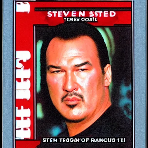 Prompt: Steven Seagal trading card