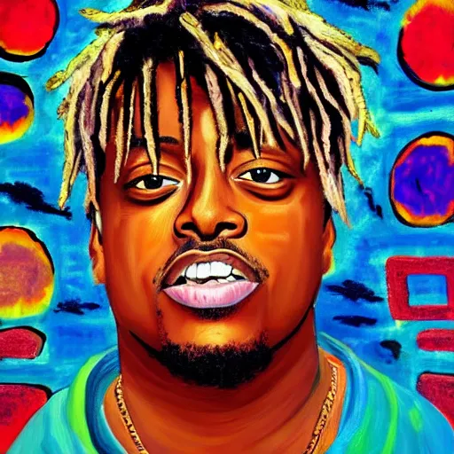 Image similar to juice wrld as a painting 4K detail