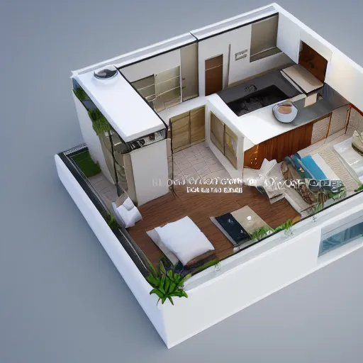 Image similar to large penthouse, luxury, 3d render, blender, floorplan