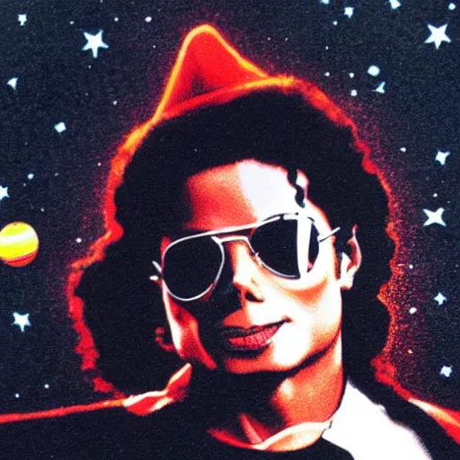 Prompt: michael jackson floating in space