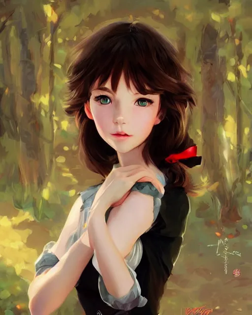 Image similar to portrait Anime snow white, girl cute-fine-face, pretty face, realistic shaded Perfect face, fine details. Anime. realistic shaded lighting by Ilya Kuvshinov Giuseppe Dangelico Pino and Michael Garmash and Rob Rey, IAMAG premiere, aaaa achievement collection, elegant freckles, fabulous