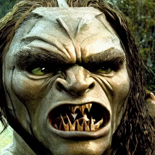 Prompt: Leonardo DiCaprio as an orc in lord of the rings