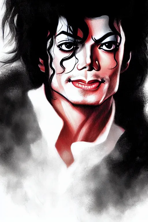 Image similar to michael jackson, manga cover art, detailed color portrait, artstation trending, 8 k, greg rutkowski