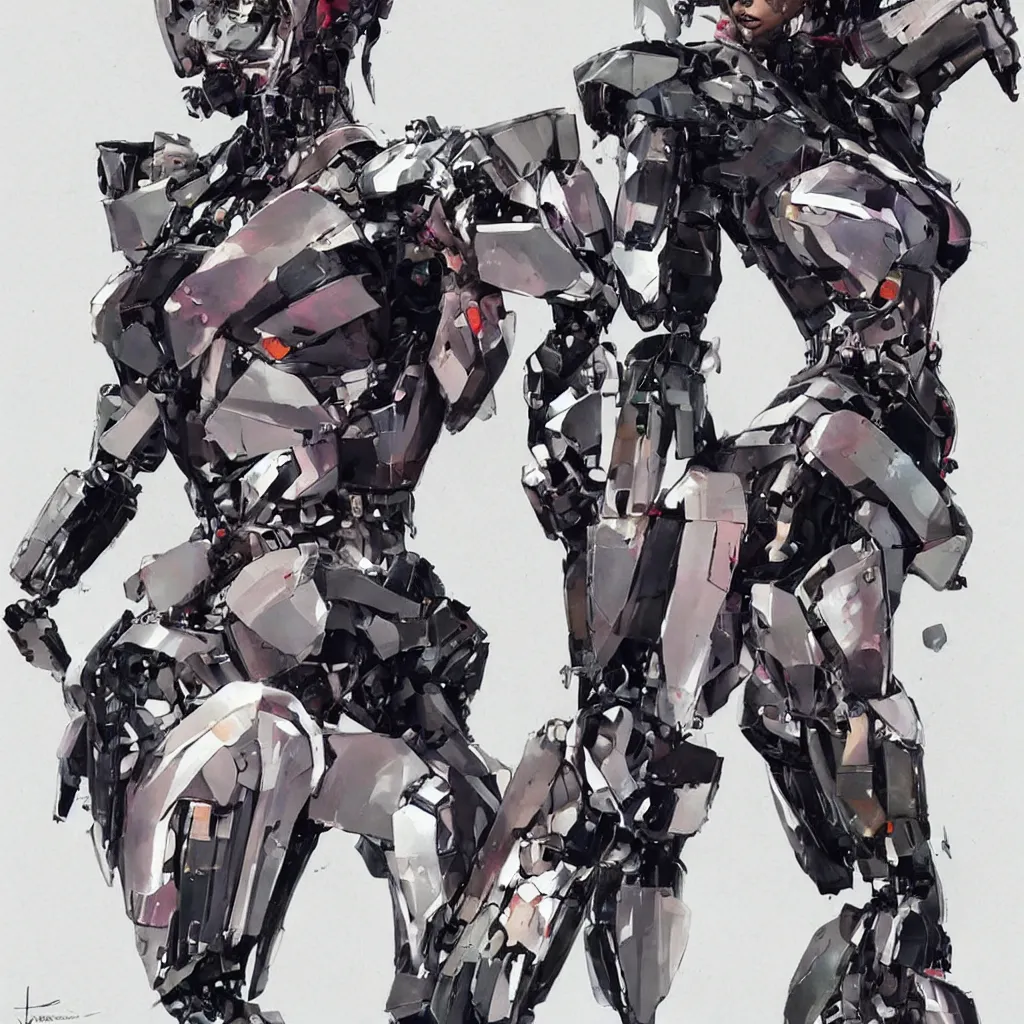 Image similar to a beautiful full body of a female robot. art by yoji shinkawa and sandra chevrier, trending on artstation, award - winning, perfect composition.