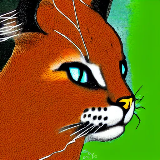 Prompt: Big Floppa caracal wearing military uniform, digital art