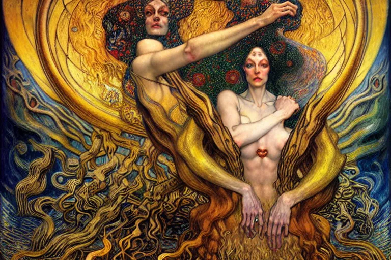 Image similar to Divine Chaos Engine by Karol Bak, Jean Delville, William Blake, Gustav Klimt, and Vincent Van Gogh, symbolist, visionary