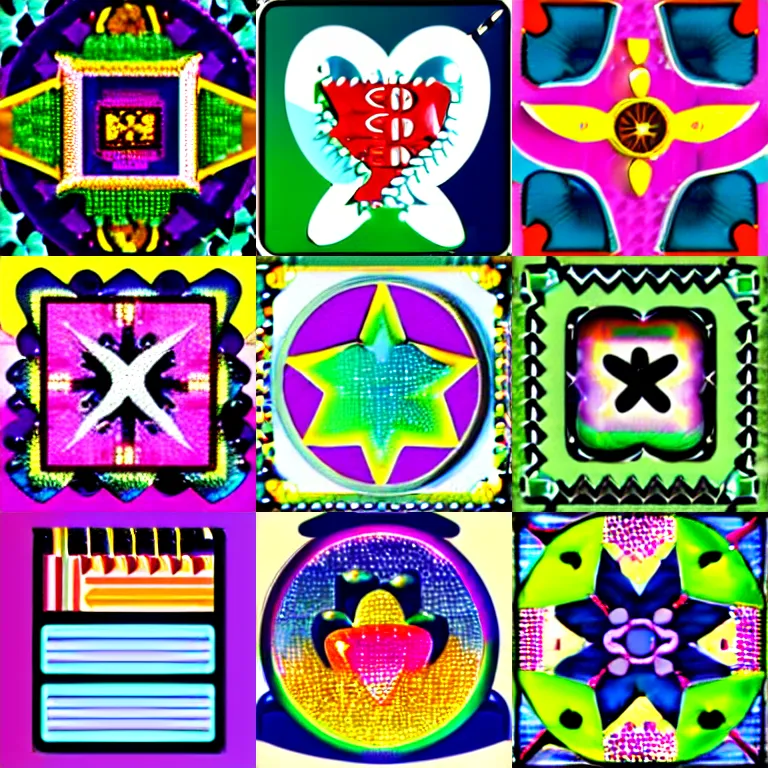 Prompt: badge icon designed by lisa frank, vector graphics,. svg, symmetrical, cute