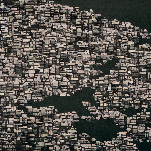 Image similar to a planet as seen from space made of favela, cinematic