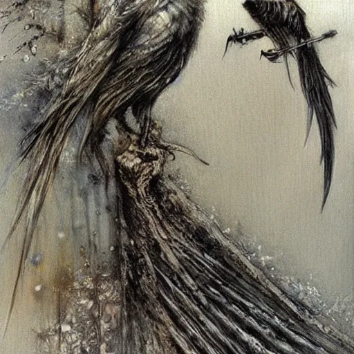 Prompt: a painting, style of luis royo, birds