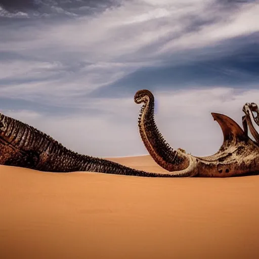 Image similar to 🐙 🐋🦖🐙 👽 🐳 desert, photography
