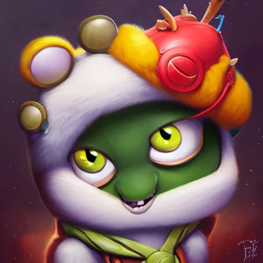 Image similar to teemo from league of legends, Pixar style, by Tristan Eaton Stanley Artgerm and Tom Bagshaw.