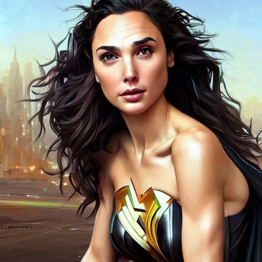 Prompt: gal gadot in the style of stefan kostic, realistic, full body, sharp focus, 8 k high definition, insanely detailed, intricate, elegant, art by stanley lau and artgerm