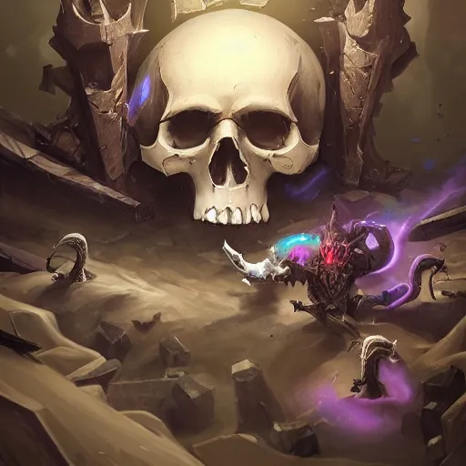 Prompt: a ominous bone and skull wall, wall, wall, violet battlefield theme, bright art masterpiece artstation. 8 k, sharp high quality artwork in style of jose daniel cabrera pena and greg rutkowski, concept art by tooth wu, blizzard warcraft artwork, hearthstone card game artwork, wall made of bones and skulls