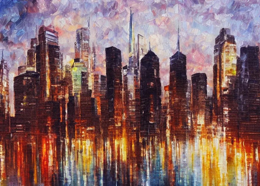 Image similar to cityscape, oil painting