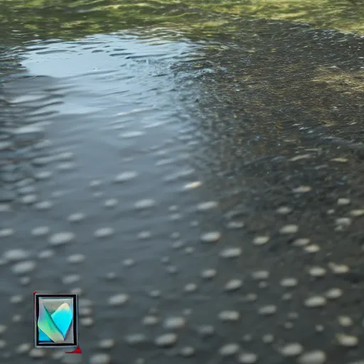 Prompt: puddle on the ground, unreal engine 5, raytracing, reflections seen in water, detailed photo