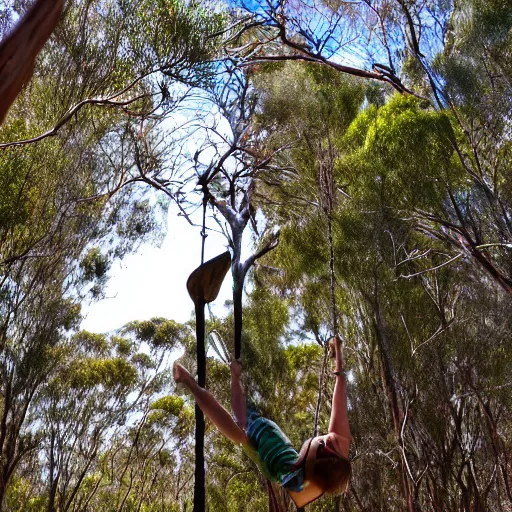 Image similar to rope swing across gully in Australian native bushland