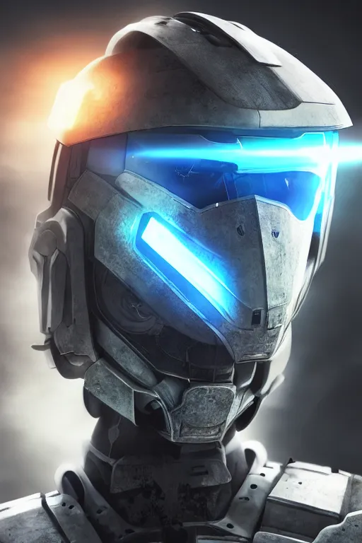 Image similar to robot ninja mask helmet halo master chief radiating a glowing aura global illumination ray tracing hdr fanart arstation by ian pesty and katarzyna da „ bek - chmiel