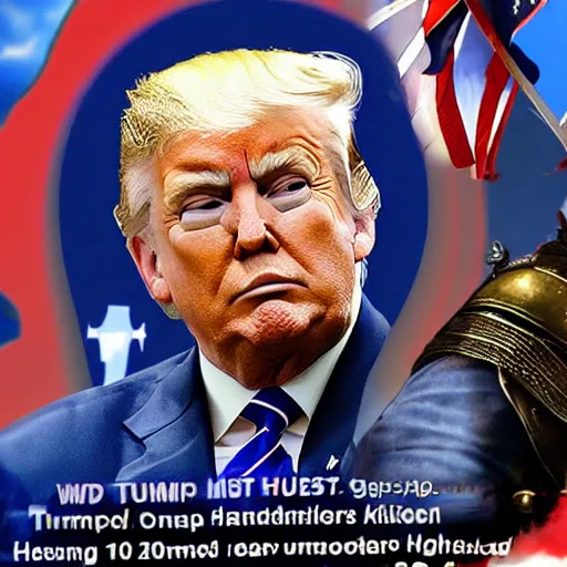 Image similar to donald trump wearing knights armor, donald trump holding one broadsword, by hans holdein, donald trumps highly detailed handsome face, two arms, two legs