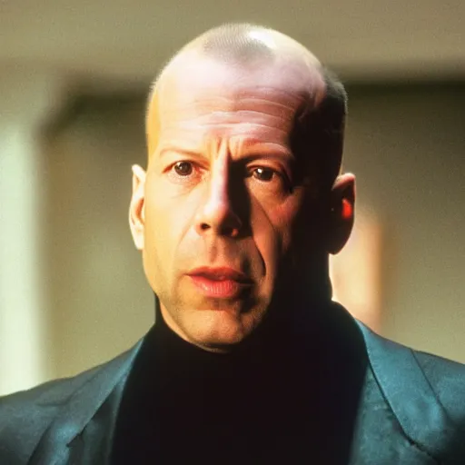 Image similar to bruce Willis as a character in the tv show Arcane