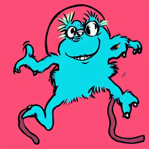 Prompt: “The Gronk, a cute monster by Dr. Seuss, is performing a somersault on a ball, illustration by Dr. Seuss”