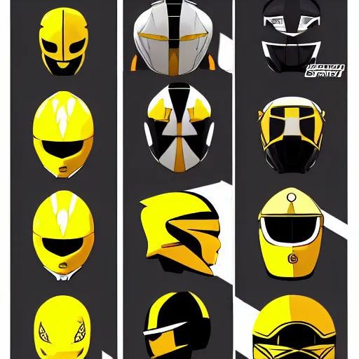 Image similar to symmetry!! yellow ranger, samurai, artstation, art by murata, art by oda echiiro, art by tatsuki fujimoto, lightning helmet, 3 d, jumpsuit, gloves, futuristic poster, man, tall