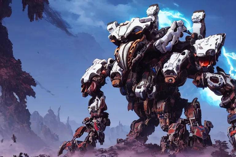 Image similar to burrower machine mecha animal beast robot of horizon forbidden west horizon zero dawn bioluminiscence global illumination ray tracing hdr fanart arstation by sung choi and eric pfeiffer and gabriel garza and casper konefal