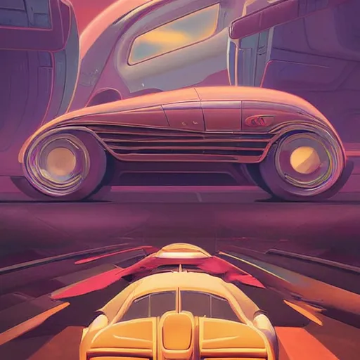 Image similar to retro futuristic car ad by tyler edlin and petros afshar and christopher balaskas and marius borgeaud and kiliain eng, atomic age maximalist, art nouveau, well proportioned, highly detailed