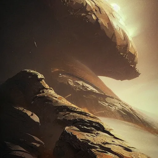 Image similar to gigantic creature on surface of venus, sparth style, fantasy. detailed. sharp focus. trending on artstation. artist greg rutkowski