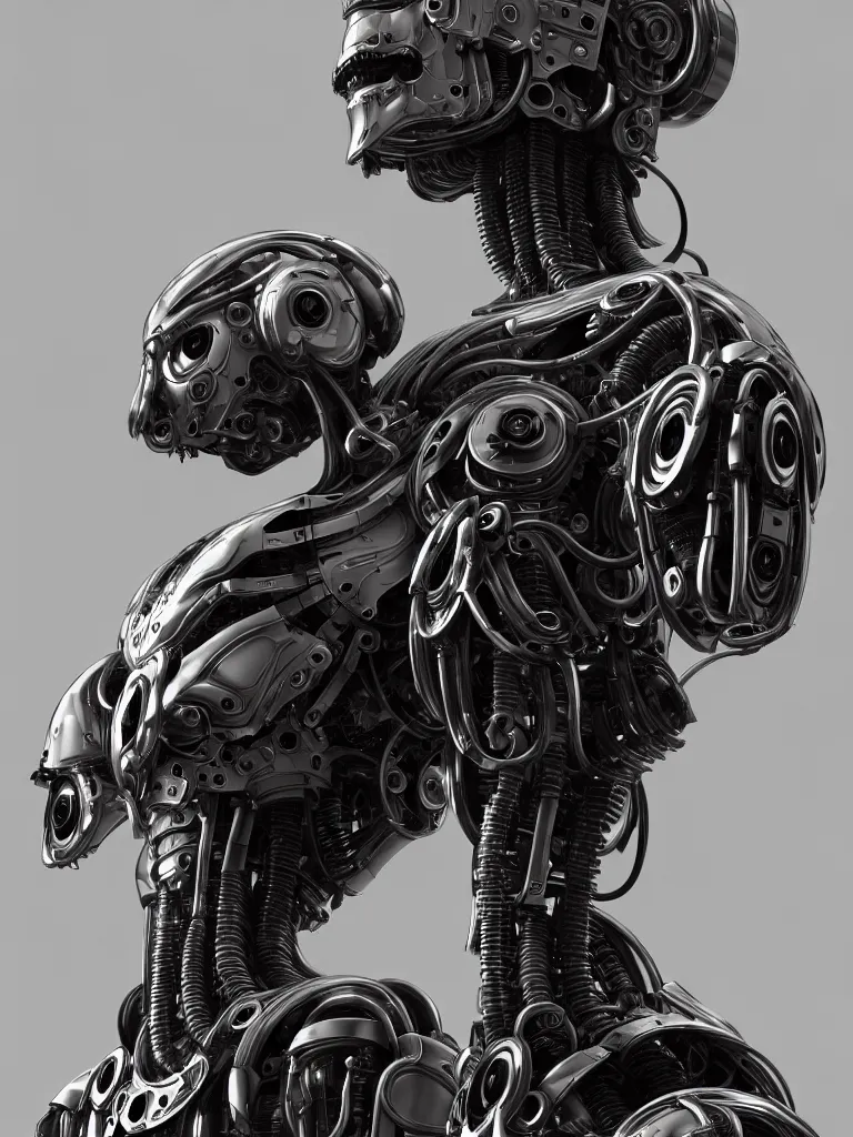 Image similar to metallic bionic android, robot, mech robot details machine, gears, piston, valves, suspension , beautiful detailed intricate insanely detailed octane render trending on Artstation, 8K artistic photography, photorealistic, chiaroscuro, Raphael, Caravaggio, Beksinski, Giger