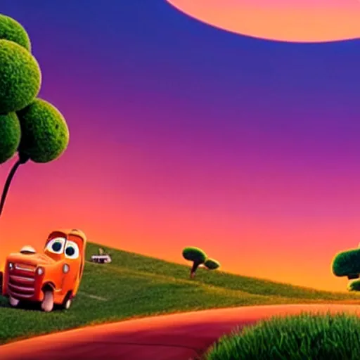 Image similar to A landscape from Cloudy with a Chance of Meatballs (2009), sunset time, award winning