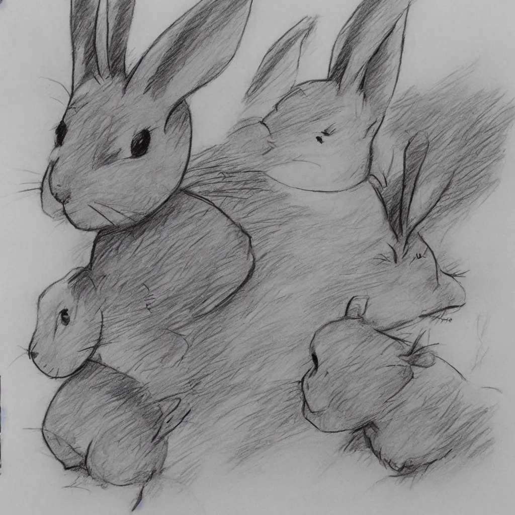 Image similar to milt kahl pencil sketch of a rabbit in the forest facing away disney style