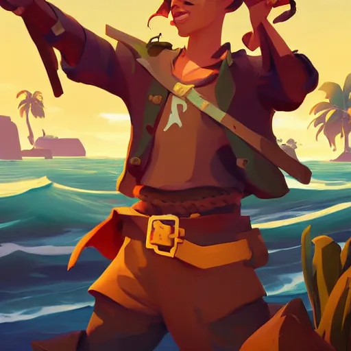 Image similar to painting treasure on sea of thieves game smooth median photoshop filter cutout vector, behance hd by jesper ejsing, by rhads, makoto shinkai and lois van baarle, ilya kuvshinov, rossdraws global illumination