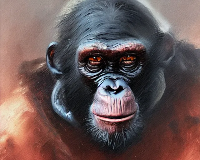 Prompt: oil painting of a chimpanzee as a doomguy, elegant, detailed, fantasy, hd shot, digital portrait, beautiful, artstation, comic style, unreal engine, by artgerm, guy denning, jakub rozalski, magali villeneuve and charlie bowater