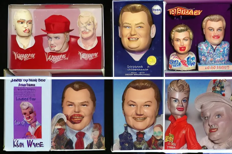 Prompt: John Wayne Gacy ken doll, barbie box art, top seller