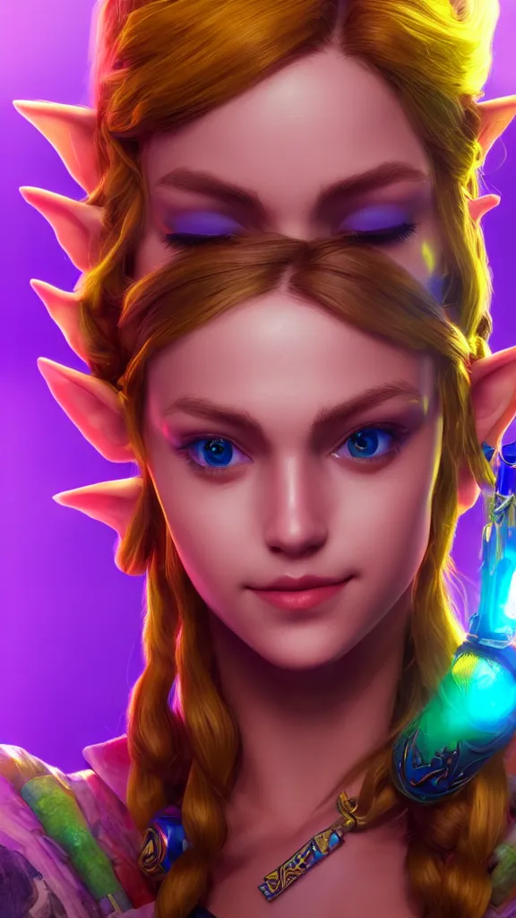 Image similar to Portrait of Zelda, studio lightning, bright colors, intricate, masterpiece, photorealistic, hiperrealistic, sharp focus, high contrast, Artstation HQ, 4k UHD, Unreal Engine 5