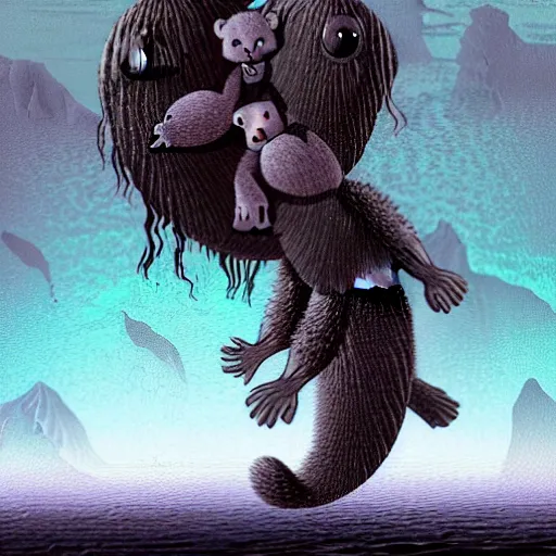 Prompt: sea koala as a monster, art style, scary atmosphere, nightmare - like dream