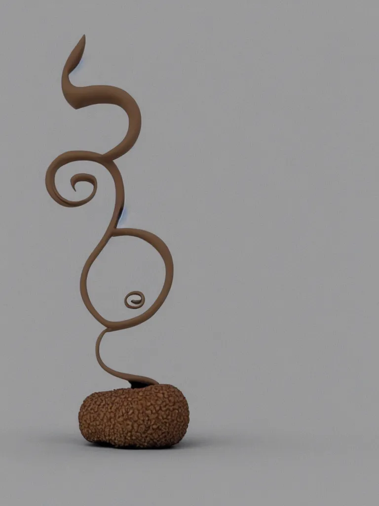 Image similar to a 3D rendering of an acorn that turns into a tree in the shape of a treble clef, modern and minimal